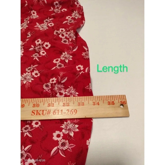 LOFT SZ 2p Red Floral Pattern Mini Fit and Flare Dress - Picture 10 of 10